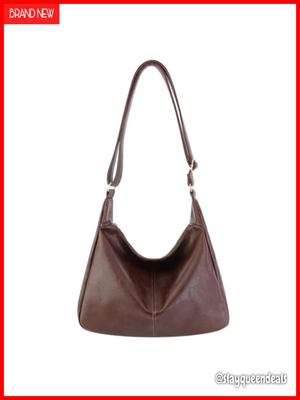 Vegan Leather Hobo Crossbody Bag 13.5" Adjustable Strap